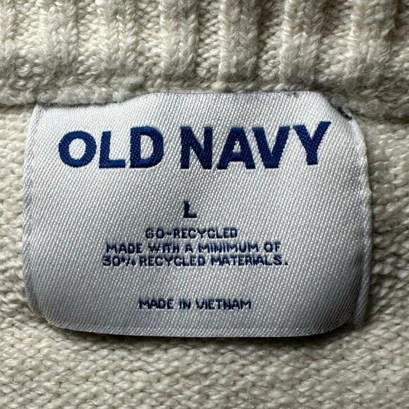 Old Navy Sweater Men Size L White Gray Fair Isle Polar Bear Snowflake Cabin Cozy - Picture 8 of 10